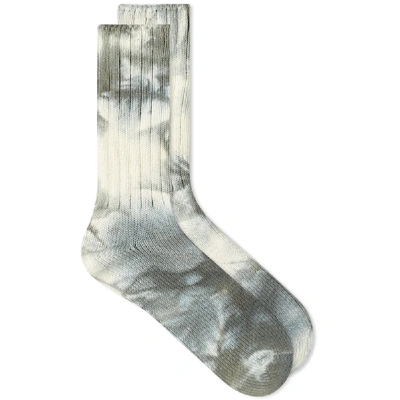 Anonymous Ism Uneven Dye Crew Sock In Grey