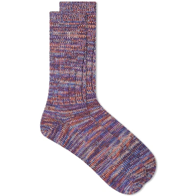 Anonymous Ism 5 Colour Mix Crew Sock In Purple