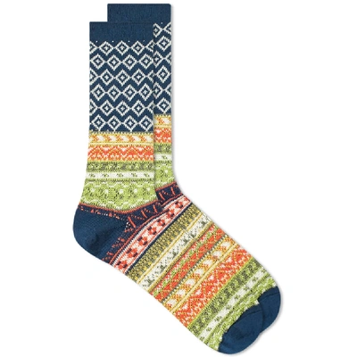 Anonymous Ism Fair Isle Jacquard Crew Sock In Blue