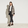 Sandro Long Houndstooth Coatigan In Ecru / Black