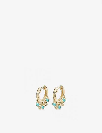 Astley Clarke Gold Plated Vermeil Silver Biography Turquoise And White Sapphire Droplet Hoop Earrings