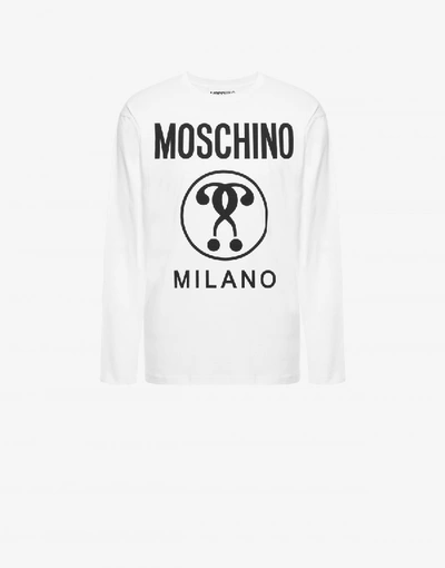Moschino Double Question Mark Jersey T-shirt In White