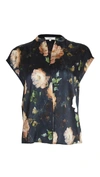 VINCE PAINTED ROSE SHELL BLOUSE