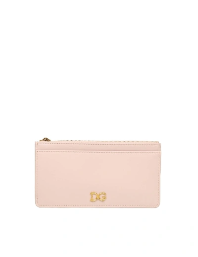 Dolce & Gabbana Dg Logo Card Holder In Powder Pink