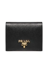 Prada Saffiano Leather Small Wallet In Nero