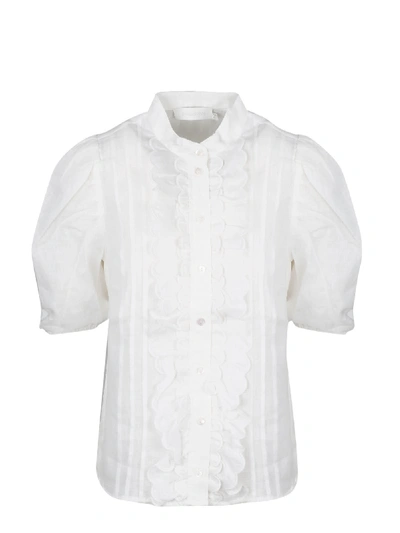 Zimmermann Amelie Scallop Frill Blouse In White