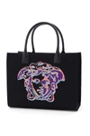 VERSACE CANVAS TOTE BAG WITH MEDUSA EMBROIDERY,11463449