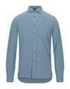 Xacus Solid Color Shirt In Slate Blue