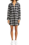 OFF-WHITE COULISSE LONG SLEEVE FLANNEL SHIRTDRESS,OWDB217E20FAB0011000
