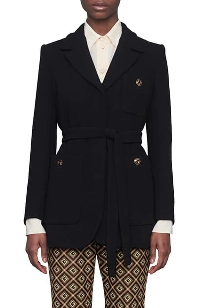 Gucci Wool Sable Wrap Jacket In Black