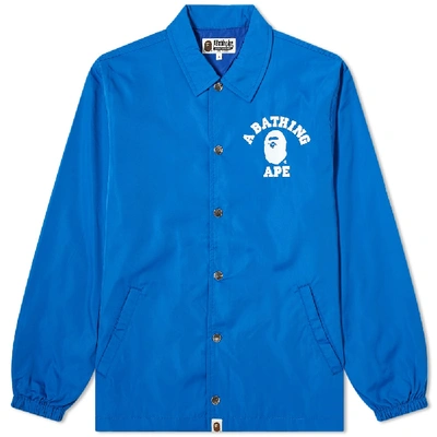 A Bathing Ape College Coach Jacket In Blue