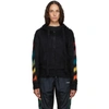 OFF-WHITE BLACK BRUSHED MOHAIR DIAG ZIP-UP HOODIE