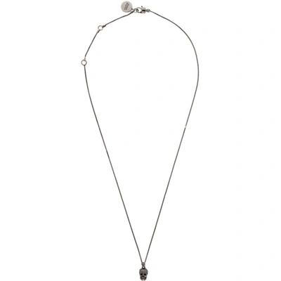 Alexander Mcqueen Pave Skull Pendant Necklace In Silver