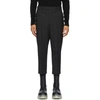 RICK OWENS BLACK WOOL CROPPED ASTAIRES TROUSERS