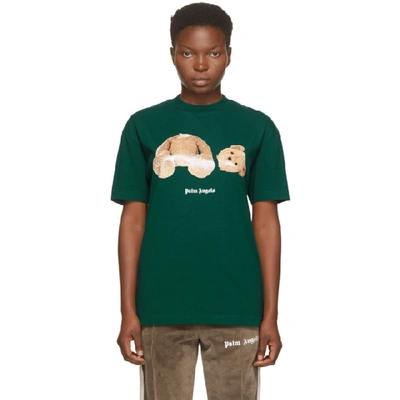 Palm Angels Green Bear T-shirt In Forest Gree