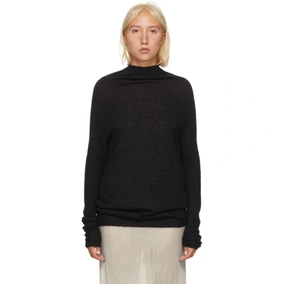 Rick Owens Black Alpaca Knit Crater Sweater