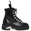 Off-white Hiking Textured-leather Ankle Boots In Black