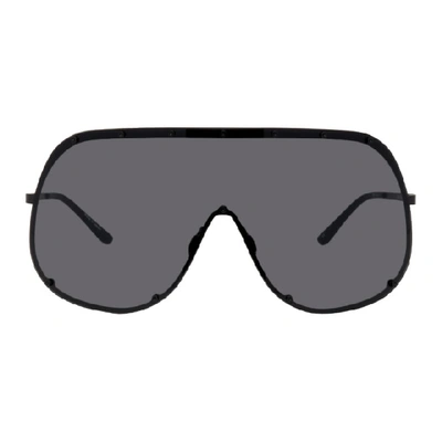 Rick Owens Black Shield Sunglasses In 0909 Black