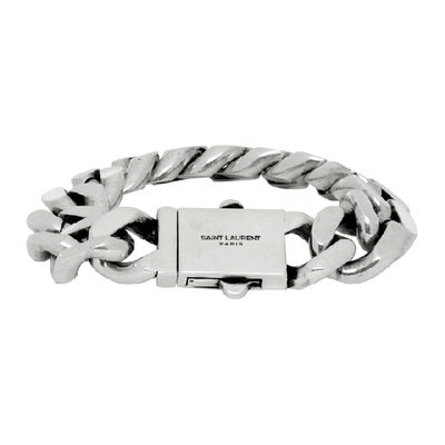 Saint Laurent Silver Curb Chain Bracelet