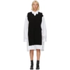 MAISON MARGIELA WHITE & BLACK V-NECK SWEATER SHIRT DRESS