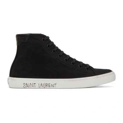 Saint Laurent Malibu Mid Top Signature Sneakers In Black