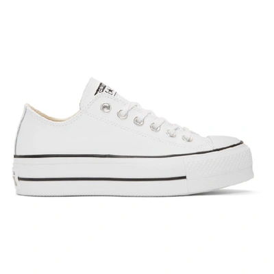 Converse White Leather Chuck Taylor All Star Lift Platform Trainers In White/black