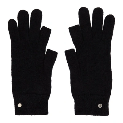Rick Owens Black Mohair Touchscreen Gloves In 09 Blk