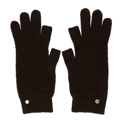 Rick Owens Brown Mohair & Alpaca Touchscreen Gloves In 94 Dark Brn