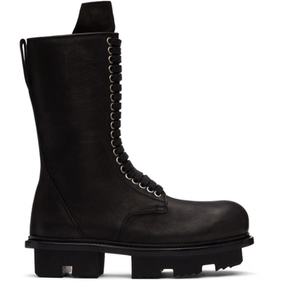Rick Owens Black Army Bozo Megatooth Boots In 99 Blk
