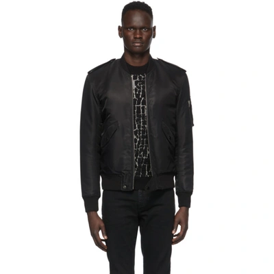 Saint Laurent Black Classic Bomber Jacket In Black