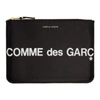 COMME DES GARÇONS COMME DES GARCONS WALLETS BLACK LARGE HUGE LOGO POUCH