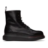 ALEXANDER MCQUEEN BLACK CONTRAST SOLE HYBRID COMBAT BOOTS