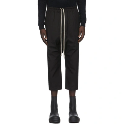 Rick Owens Black Cropped Drawstring Classic Trousers