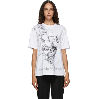 Alexander Mcqueen Skull-print Cotton T-shirt In White