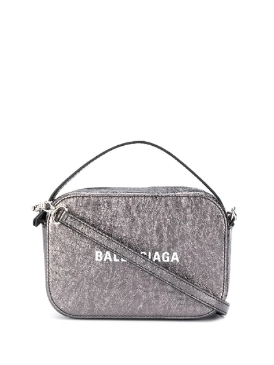 Balenciaga Women's Xs Everyday Metallic Leather Camera Bag In Silver