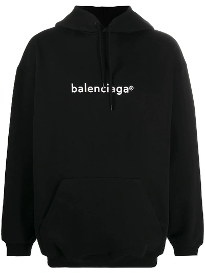 Balenciaga Copyright Logo-print Cotton Hooded Sweatshirt In Black