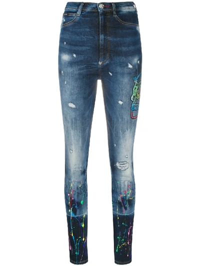 Philipp Plein Super High Rise Jeggings In Blue
