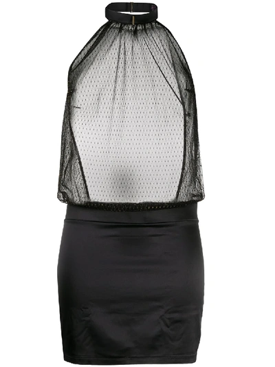 Maison Close Mesh-panelled Halterneck Dress In Black