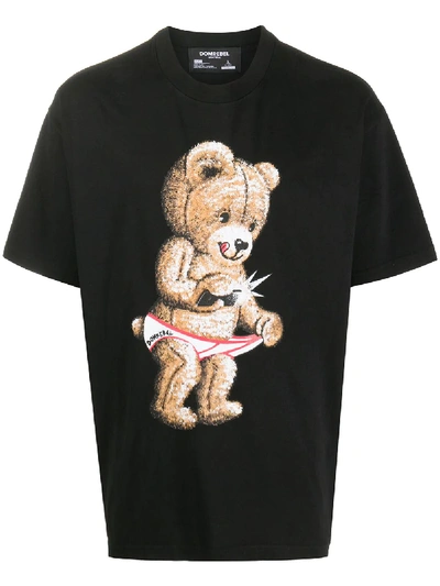Domrebel Short Sleeve Snap Print T-shirt In Black