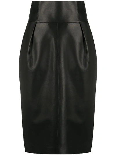 Alexandre Vauthier High-rise Leather Pencil Skirt In Black