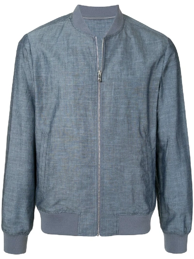 D'urban Chambray Bomber Jacket In Blue