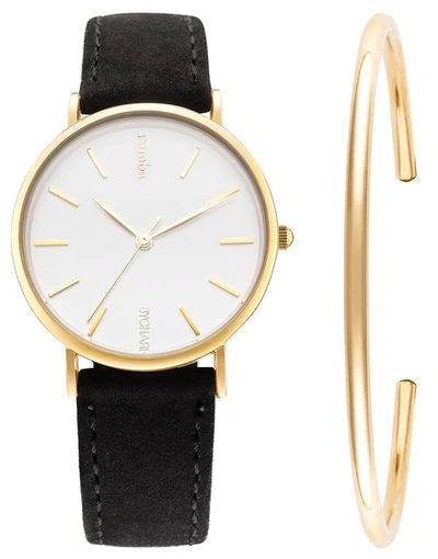 Rumbatime Rumba X Bychari Watch And Cuff Set In Blk/gld