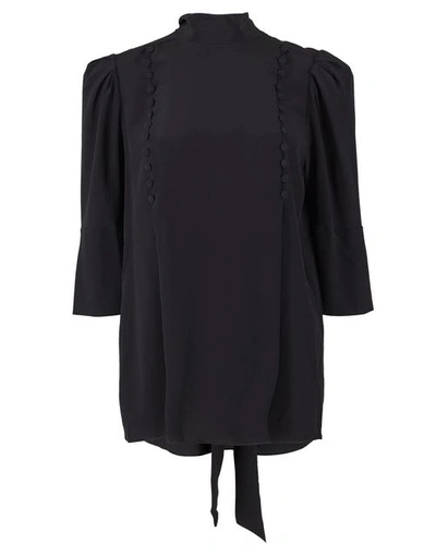 Givenchy Crepe De Chine 3/4 Sleeve Buttoned Blouse