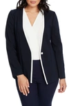 CHAUS ONE-BUTTON CONTRAST TRIM JACKET,120501