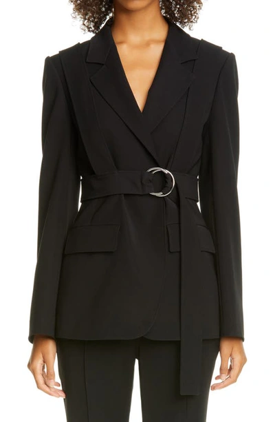 Adeam Harness Detail Belted Crepe Jacket In Black