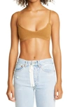 Off-white Fine-knit Strappy Bralette In Camel