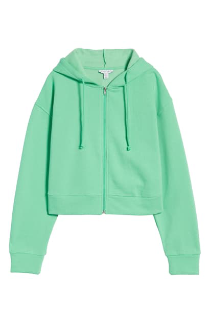 Topshop Zip Up Hoodie In Green | ModeSens