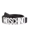 Moschino Matte Logo Leather Belt In Black