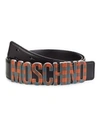 Moschino Plaid Logo Leather Belt In Red Plaid