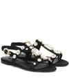 DOLCE & GABBANA CRYSTAL-EMBELLISHED SUEDE SANDALS,P00481485